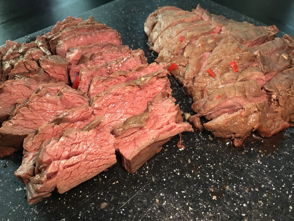 Bavette gesneden