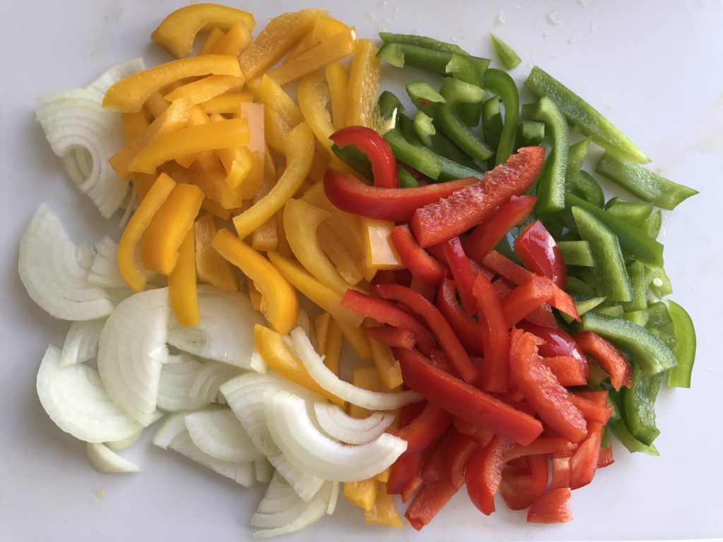Groenten paprika en ui voor de tortillas